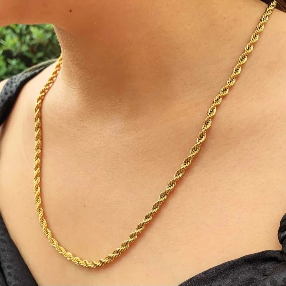 18K Gold Plated Beatrice 5mm Rope Chain Necklace*Unisex Necklace*Chunky*Men’s - Picture 8 of 8